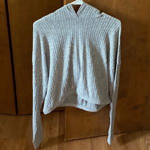 Gray- Thin Cropped Hoodie